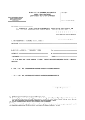 ZoUIZ Zapytanie o udzielenie informacji o podmiocie zbiorowym