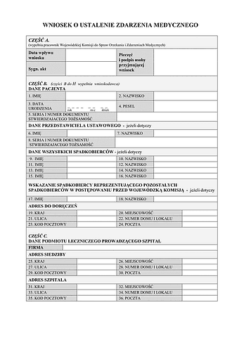 WouZM Wniosek o ustalenie zdarzenia medycznego