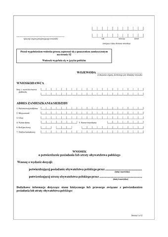 WoPPUO Wniosek o potwierdzenie posiadania lub utraty obywatelstwa