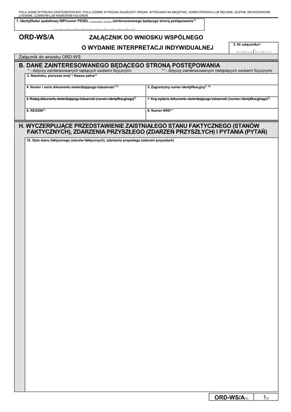 ORD-WS/A (1) (archiwalny) Załącznik do wniosku wspólnego o wydanie interpretacji indywidualnej