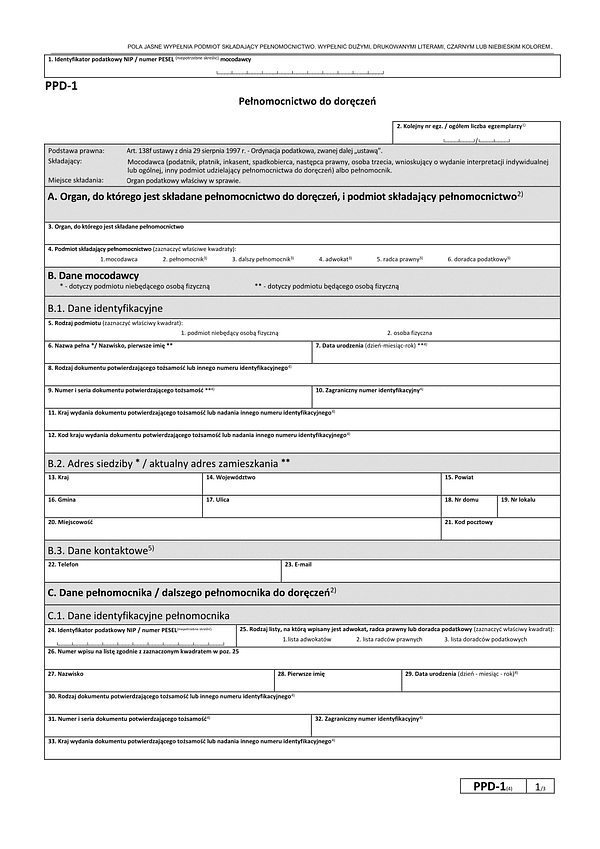 PPD-1 (4) Pełnomocnictwo do doręczeń