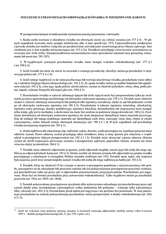 PoUOSPK Pouczenie o uprawnieniach i obowiązkach świadka w postępowaniu karnym