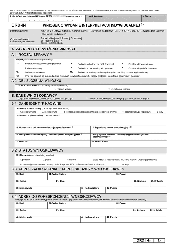 ORD-IN (8) (archiwalny) Wniosek o wydanie interpretacji indywidualnej