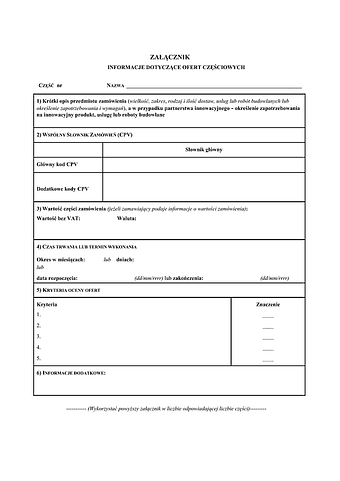 IdOC Informacje dotyczące ofert częściowych