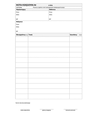 NKsieg Nota księgowa - możliwość dodania danych nabywcy
