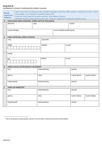 ZB Załącznik do deklaracji DL i DN - Informacje o danych wspólników spółki cywilnej