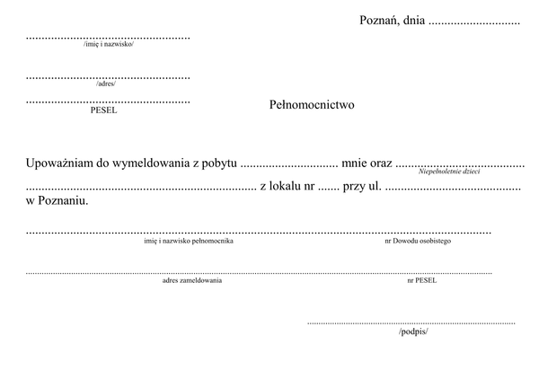 PdW-Po Pełnomocnictwo do wymeldowania - Poznań