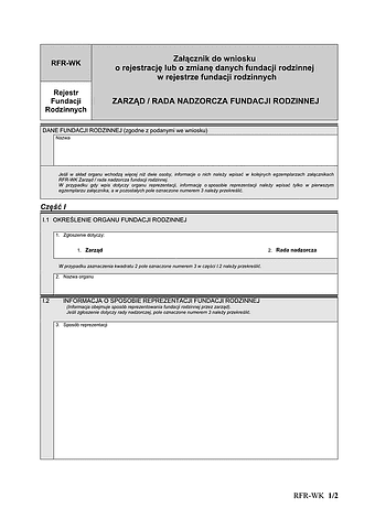 RFR-WK Załącznik do wniosku o rejestrację lub o zmianę danych fundacji rodzinnej w rejestrze fundacji rodzinnych ZARZĄD / RADA NADZORCZA FUNDACJI RODZINNEJ