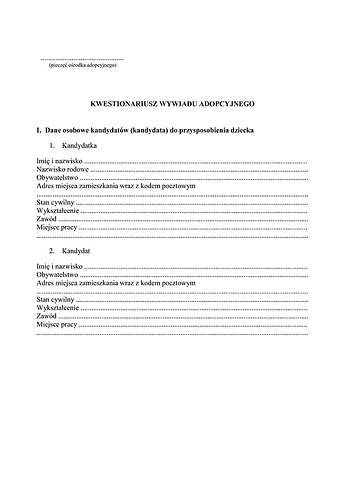KWA Kwestionariusz wywiadu adopcyjnego