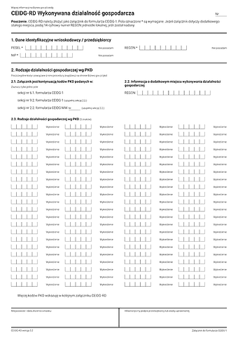CEIDG-RD (3.2) Wykonywana działalność gospodarcza