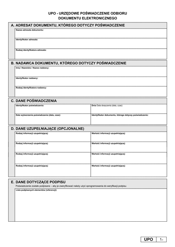 UPO (e-US) Urzędowe poświadczenie odbioru dokumentu elektronicznego (e-Urząd Skarbowy)