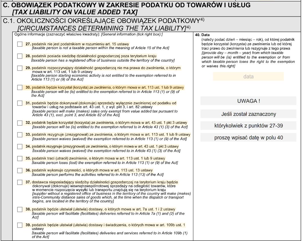 VAT-R - jak wypełnić część C1
